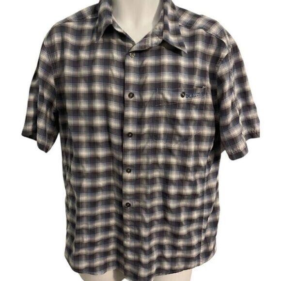 Marmot Blue Plaid Short Sleeve Button Down. Size Medium. EUC - Picture 1 of 7